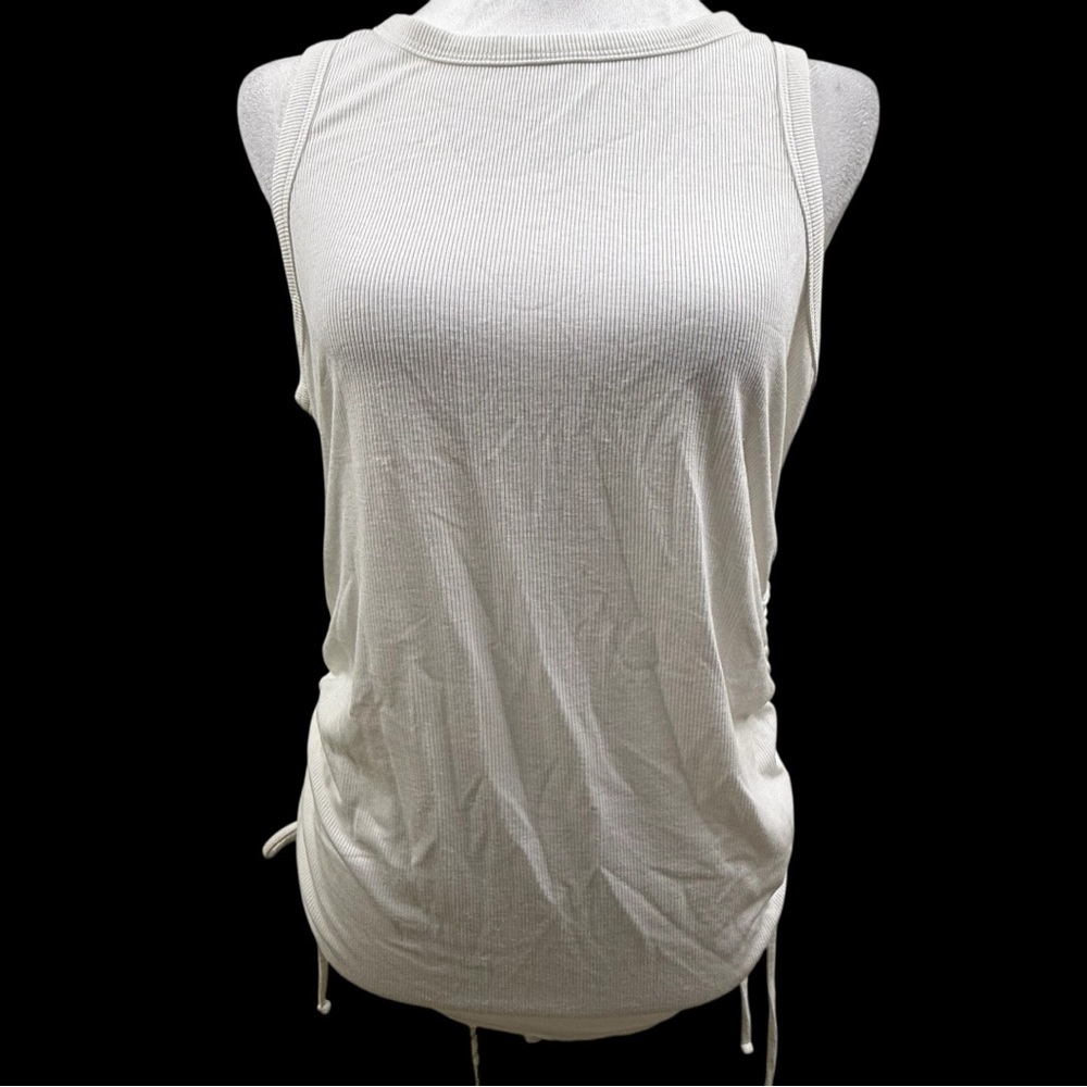 3/$25 L-MAT White Ribbed Maternity Ruched Tank Top Size L – Preowned